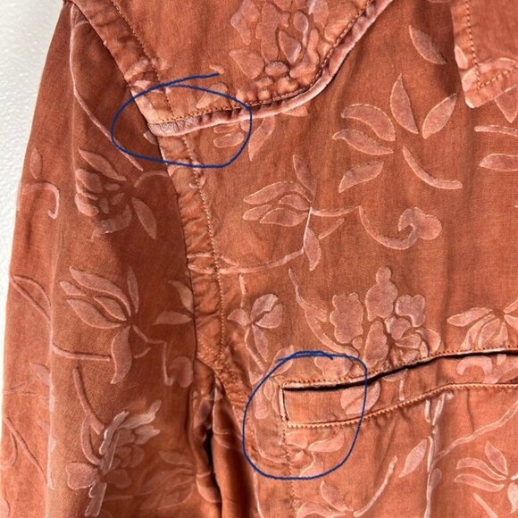 Michael Ryan Silk Burnout Velvet Women’s L Button up Shirt Rockabilly Western - Picture 3 of 12